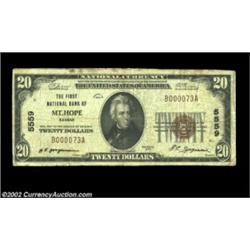 Mount Hope, KS - $20 1929 Ty. 1 The First NB Ch. # 5559A very scarce note from this community's only