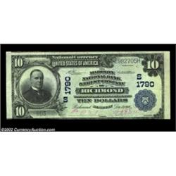 Richmond, KY - $10 1902 Plain Back Fr. 627 The Madison NB & TC Ch. # (S)1790A high grade example bea