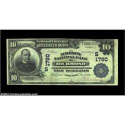 Richmond, KY - $10 1902 Plain Back Fr. 627 The Madison NB Ch. # (S)1790First of a very nice run of R