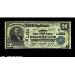 Battle Creek, MI - $20 1902 Plain Back Fr. 659 The City NB Ch. # (M)11852Ultra-common in small size,