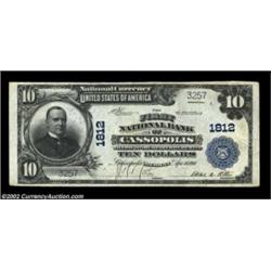 Cassopolis, MI - $10 1902 Plain Back Fr. 627 The First NB Ch. # 1812A bright pen signed example whic