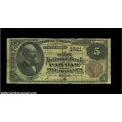 Paw Paw, MI - $5 1882 Brown Back Fr. 468 The First NB Ch. # 1521A great $5 Brown Back which combines