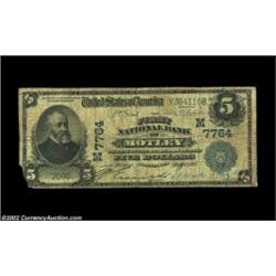 Motley, MN - $5 1902 Plain Back Fr. 598 The First NB Ch. # (M)7764A pen signed Very Good large examp