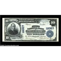 Two Harbors, MN - $10 1902 Plain Back Fr. 635 The First NB Ch. # 12357A very scarce note from the on