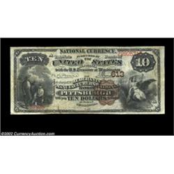 Pittsburgh, PA - $10 1882 Brown Back Fr. 480 The Merchants & Manufacturers NB Ch. # 613First Charter