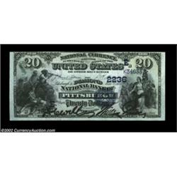 Pittsburgh, PA - $20 1882 Date Back Fr. 552 The Diamond NB Ch. # (E)2236A lovely $20 Second Charter.