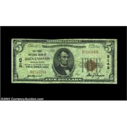 Shenandoah, PA - $5 1929 Ty. 1 FNB of Shenandoah Ch. # 3143A pleasing circulated example from this S