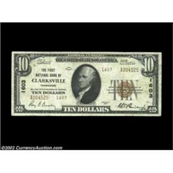 Clarksville, TN - $10 1929 Ty. 2 The First NB Ch. # 1603A nice Type 2 example. Very Fine. Important.