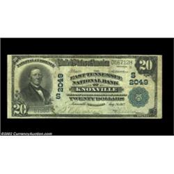 Knoxville, TN - $20 1902 Plain Back Fr. 654 East Tennessee NB of Knoxville Ch. # 2049Pleasing Very F