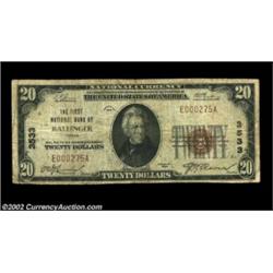 Ballinger, TX - $20 1929 Ty. 1 The First NB Ch. # 3533The third Ballinger note in the Poyer holdings