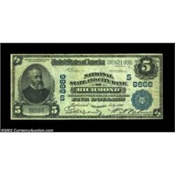 Richmond, VA - $5 1902 Date Back Fr. 593 National State and City Bank Ch. # (S)8666A second example.