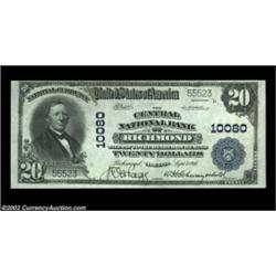 Richmond, VA - $20 1902 Plain Back Fr. 654 The Central NB Ch. # 10080Bright Extremely Fine, with the