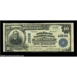 Roanoke, VA - $20 1902 Plain Back Fr. 657 The American NB Ch. # 10532Large notes only from this bett