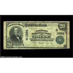 Salem, VA - $20 1902 Plain Back Fr. 653 The Farmers NB Ch. # (S)1824A second nice circulated example