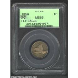 1856 1C MS66 PCGS. Eagle Eye Photo Seal. Snow-3. Only two 1856 Flying Eagle Cents are currently grad