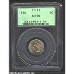 1860 1C MS66 PCGS. A premium quality coin in all regards, the surfaces are richly frosted and bright