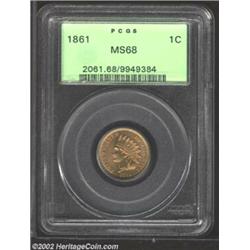 1861 1C MS68 PCGS. Between 1860 and 1864, the Philadelphia Mint delivered more than 120 million Cent