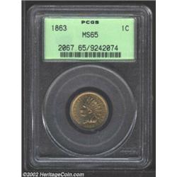 1863 1C MS65 PCGS. With razor sharp striking detail and no distracting abrasions to report, this coi