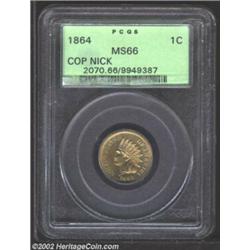 1864 1C Copper-Nickel MS66 PCGS. The final copper-nickel Cent in U.S. coinage history, the 1864 is a