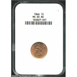 1866 1C MS65 Red NGC. Although this early bronze Cent boasts a respectable (for the era) original mi