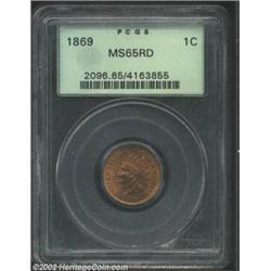 1869 1C MS65 Red PCGS. Snow-10. Per Richard Snow, this is the finest known example of the Snow-10 di