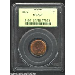 1872 1C MS65 Red PCGS. The 1872 Indian Cent entered coinage history as a low mintage issue with just