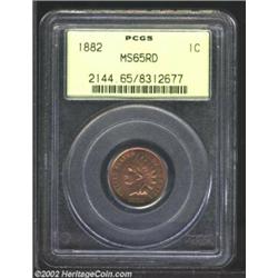 1882 1C MS65 Red PCGS. The color on both sides is attractive with dominant lilac-pink shadings. We a