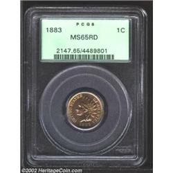 1883 1C MS65 Red PCGS. With full, shimmering mint luster and an overall bold strike, this well prese