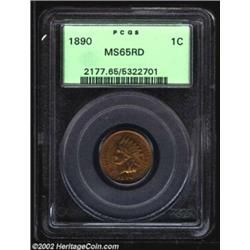 1890 1C MS65 Red PCGS. A richly colored, fully original example, both sides are awash in reddish-ora