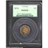Image 1 : 1874 1C PR65 Red PCGS. An originally preserved Gem, the otherwise pinkish-red color yields to olive-