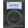 Image 1 : 1722 1/2P Hibernia Halfpenny, Type One MS63 Brown PCGS. Harp Left. Breen-144. 8 harpstrings. Glossy.