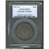 Image 1 : 1767-A 9DEN French Colonies Copper Sou, RF Counterstamp XF45 PCGS. Breen-701. The counterstamp is de
