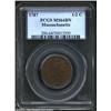 Image 1 : 1787 1/2 C Massachusetts Half Cent MS64 Brown PCGS. Ryder 4-C. This is a richly toned, mostly medium