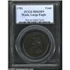 Image 1 : 1791 1C Washington Large Eagle Cent MS63 Brown PCGS. Breen-1206, Baker-15, Dalton and Hamer Middlese