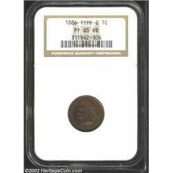 1886 1C Type Two PR65 Red and Brown NGC. An obviously important coin for the proof Indian Cent speci