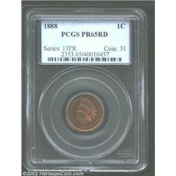 1888 1C PR65 Red PCGS. Well mirrored with rich cherry-red color with just a dab of olive-green in th