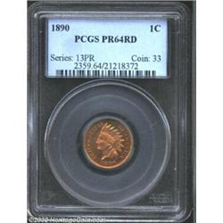 1890 1C PR64 Red PCGS. With attractive color, and very nice surfaces, this specimen has a very pleas