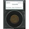 Image 1 : 1834 1/2 C MS64 Red and Brown PCGS. B-1, C-1, R.1. Die State 2.0. A sharply struck near-Gem that has