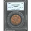 Image 1 : 1855 1C Upright 5s MS65 Red PCGS. A wonderfully original, full red example of this popular date in t