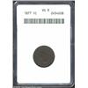 Image 1 : 1877 1C VG8 ANACS. Well worn with deep, chocolate-brown surfaces. A few minor ticks can be seen on t