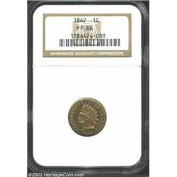 1862 1C PR66 NGC. Olive-tan in color on the obverse, the reverse displays an equally attractive hone