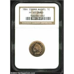 1864 1C Copper-Nickel PR65 Cameo NGC. One of precious few 1864 Copper-Nickel Cents to receive a PR65