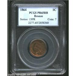 1864 1C Bronze PR65 Red and Brown PCGS. Formerly offered as lot 282 in our 2002 September Long Beach