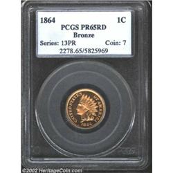 1864 1C Bronze PR65 Red PCGS. For the second time in less than a year, we are both fortunate and fla