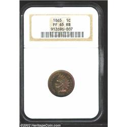1865 1C PR65 Red and Brown NGC. An intricately detailed, glittering example that has acquired appeal