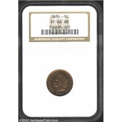 1870 1C PR64 Red and Brown NGC. Deep coppery-red color on both sides with notable browning on the ex