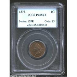 1872 1C PR65 Red and Brown PCGS. Attractive uniform color, and nice reflectivity add to the desirabi