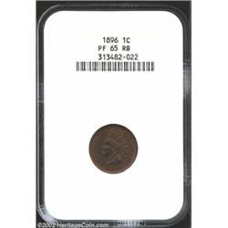 1896 1C PR65 Red and Brown PCGS. A splendid needle-sharp Gem that has unimprovable surfaces and attr