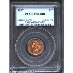 1897 1C PR64 Red PCGS. Lovely bright orange-gold color. A well struck and seemingly conservatively g