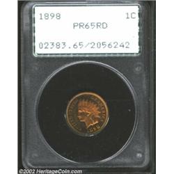 1898 1C PR65 Red PCGS. Extremely reflective surfaces, accented by frosted devices, add to the appeal